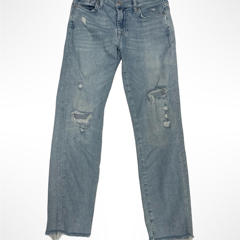 Seven for all mankind intentionally distressed Jeans with Frayed Bottoms size 28